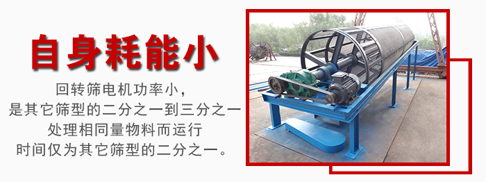 滾筒篩耗能小，使用壽命長，維修方便
