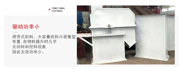 TD型斗式提升機(jī)驅(qū)動力小，無回料等特點(diǎn)展示圖。