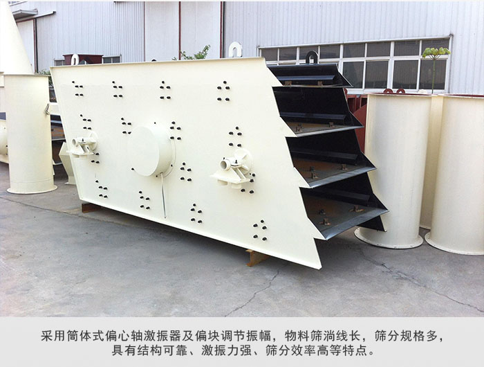 圓振動(dòng)篩 采用筒體式偏心軸激振器及偏心塊調(diào)節(jié)振幅。